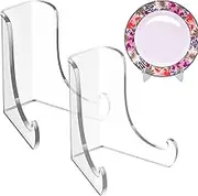 Small Acrylic Stand, 2X Transparent Stable Decorative Frame Holder, Deep Support Ledges Stand, Picture Drawing Display for Workplace, Home, Shelf, Desk