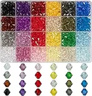 Melius Crystal Bicone Beads, 960Pcs Crystal Faceted 24 Colors Rainbow Loose Acrylic Beads for Jewelry Making, DIY Bracelets, Necklaces, Curtain, Key Chains, Bracelets (8mm)
