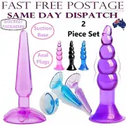 Anal Play Sex Toy Butt Plug Silicone Suction Base Set Bead Smooth Beginner Small