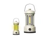 Portable Camping Lantern Rechargeable Retro Metal Camp Light For Hiking Fishing Emergency-Beige
