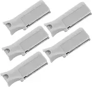 Baluue 5pcs Eyebrow Razor Replacement Blade Face Hair Remover Replacement Remover Replacement Heads Trim Refill Shavers Women Beauty Curved Blades Professional Plastic
