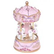 Gibson Gifts Classic Mirror Musical Carousel Small Home Decor 17x9cm Pink
