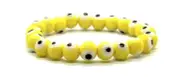Embrace Optimism & Joy: Handmade Yellow Evil Eye Charm Bracelet (8mm Beads) -