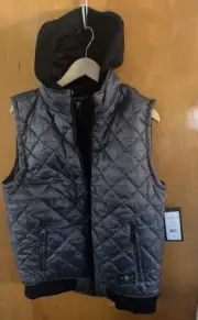 Black Puffer Vest Mens Small Zip Pockets Marc Ecko