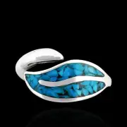 Branch and Leaf Adjustable Ring, Turquoise, 925 Sterling Silver, Size: 6