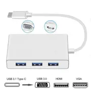 Type C to HDMI TV VGA 3 USB 3.0 Cable Adapter Converter for Macbook Laptop PC