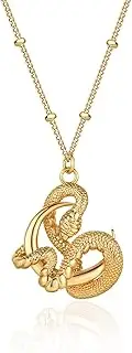 [Mevecco] Dainty Gold Snake Necklace for Women 18k Gold Plated Snake Charm Pendent Necklace Minimalist Delicate Handmade Boho Jewelry For Her