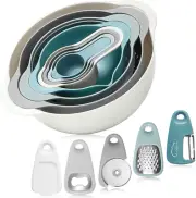 Mixing Bowls for Kitchen, 13 Piece Plastic Nesting Bowls Set Includes 2 Mixing B