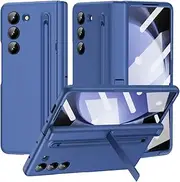 [Eabhulie] Case for Samsung Galaxy Z Fold 5 with Pen Holder and Screen Protector, Kickstand, Hinge Protection Case Blue