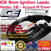 ICE PRO 100 9mm Spark Plug Leads V8 Holden HT-VL Around R/Covers HEI Cap Black