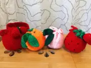 Xmas Aileen Handmade Crochet Fruit Peach Strawberry Orange cross handbag wrist