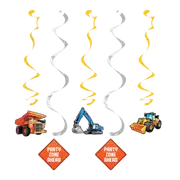 Big Dig Construction Swirl Decorations 5pk