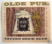 Vintage Olde Pub Tavern Brew Beer Bottle Label Erie Pa
