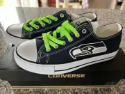 NIB ! SEAHAWKS CONVERSE SNEAKERS ! UNISEX !!Size 10 Woman's Size 8 Mensb