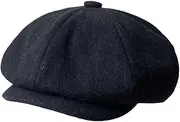 [FREEBIRD99] 8 Panel Wool Blend Mens Newsboy Flat Cap Herringbone Paperboy Cabbie Gatsby Hat