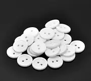 50 x White Round Ridge 15mm Resin Buttons with 2 Sewing Holes. for Clothes Kniting and General Arts and Crafts (White, 15mm)