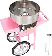 VEVOR Electric Cotton Candy Machine with Cart, 1000W Commercial Floss Maker with Stainless Steel Bowl, Sugar Scoop and Drawer, Perfect for Home, Kids Birthday, Family Party, Pink
