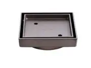 115x115 MM Stainless Steel Gun Metal Slim Square Tile Insert Floor Drain (90mm outlet)