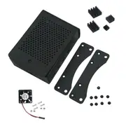 Raspberry Pi Case Black Aluminium Case with Mount, Heatsinks and Cooling Fan for Raspberry Pi 4 [SEVRBP0252]