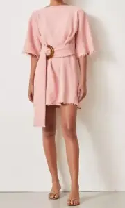 Bec & Bridge Ollie Mini Dress Musk Pink Belted - Size 12 - Brand New With Tags