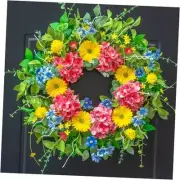 24 Inch Spring Wreath for Front Door - Vibrant Dahlia, Gerbera Daisy & Primula