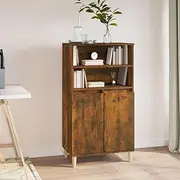 Smoked Oak Highboard - 60x36x110 cm Engineered Wood Kitchen Cabinet, Dining Room Furniture & Storage Cabinets, Modern Sideboard, Buffet Table, Shelves