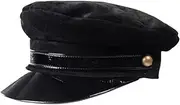 [Generic] Men/Women Suede Berets Caps Winter Genuine Leather Nubuck Hat with Belt Golden Buckle Students Navy Hats