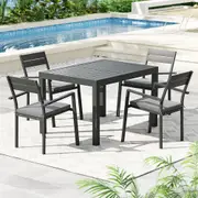 Aluminum Gardeon 5 Piece Outdoor Dining Set Extendable Table Setting Black