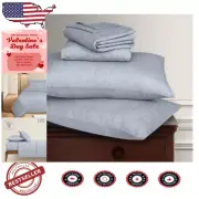 Luxurious Full Size Flannel Sheet Set - 100% Organic Cotton, Cloud Grey Elegance