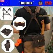 TOURBON Leather Logging Belt Kits Felling Tools Carry Suspenders Bag Cover Gift