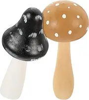 DECHOUS 2pcs Mushroom Decoration Ornament Mushroom Statue Sculpture Mini Garden Statue Mini Mushroom Figurines Mushroom Plant Pot Decor Fairy Garden Accessory Toddler Manual Wood Moss