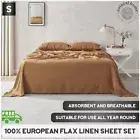 Natural Home European Flax Linen Flat Fitted Sheet Pillowcase Set Rust Single