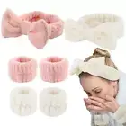 3pcs Bow Headband Wristband Set Towel Elastic Soft Washing Face Shower Make Up
