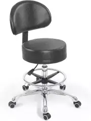 Height Adjustable Swivel Rolling Stool with Back Extra Thick Seat for Ultimate C