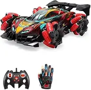 Tignapoo Remote Control Spray Car Remote Control Stunt Car 2.4GHz with Function Cool Lights Music Side Drift Glove Gesture Radio Remote Control Spray Stunt Car Dual Control Mode