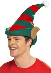 Workshop Elf Red and Green Christmas Hat