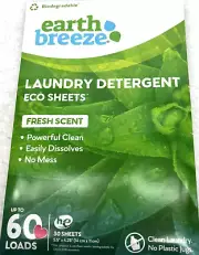 Earth Breeze Laundry Detergent Liquidless 30 Sheets - 60 Loads Fresh Scent