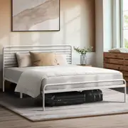 Oikiture Metal Bed Frame Queen Double King Single Bed Base Beds Platform White