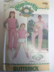 Top Pants Shorts 12 14 Butterick 6705 Sewing Pattern Cabbage Patch Sweatsuit UC