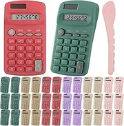 [Tellegloww] 18 Pcs Pocket Size Basic Calculators Bulk for Classroom Solar Battery Dual Power Display Calculator 8 Digit Colored Basic Calculator for Kids Student School Office