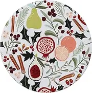Creative Co-Op Enameled Mango Wood Pedestal with Fruit and Botanicals Pattern, Multi Color, Medium, Multicolor