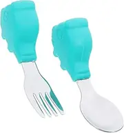 Gogogmee 1 Set Learning to Eat Training Tableware Plates Feeder Cutlery Spoons Chopsticks Spoon Fork Suction Plate Cutlery Supply Teething Stainless Steel
