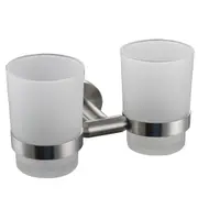 Wall-mounted double toothbrush holder, brushed surface, practical for bathroom storage