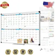 Multi-Use 4 Month Dry Erase Board with Colorful Calendar - Wall Mounted