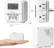 BN-LINK Digital Timer Outlet 7 Day Programmable Digital Outlet Timer with 2 Mini