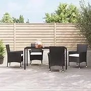 Generic Garden Chairs with Cushions 4 pcs Poly Rattan Black,316688