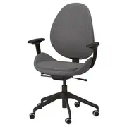 HATTEFJÄLL office chair with armrests, Gunnared dark grey/black