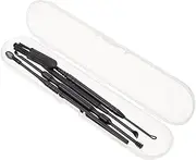 HAKIDZEL 1Set Stainless Steel Ear Picks Ear Cleaning Tools Kit with Non Slip Handle Spiral Design for Ear Wax Removal Black