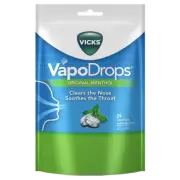 Vicks VapoDrops Lozenges 24 Pack - Original Menthol Clears The Nose Vapo Drops