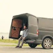 JUTTAUTO T5 Rear Barn Door Awning Cover Heavy Duty 210D Oxford Fabric Large Size Waterproof Sun Shade Protection Fit Transporter T4 T5.1 T6 FO/RD VAN MK7 Accessories,Black